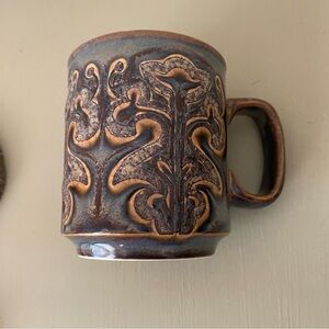Vintage Style Ceramic Mug with Intricate Design